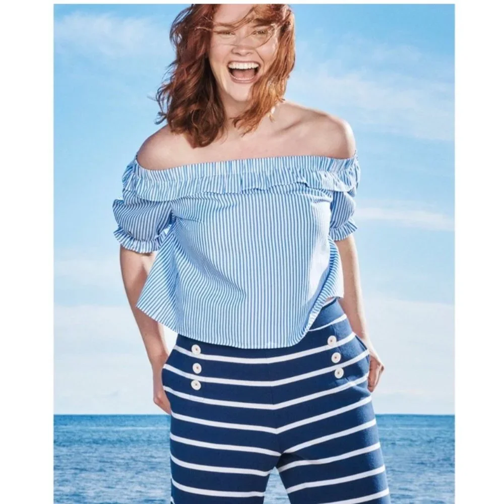 NWT Vineyard Vines For Target Womens Blue Sailor Nautical Striped Pants XL NEW - Picture 11 of 13